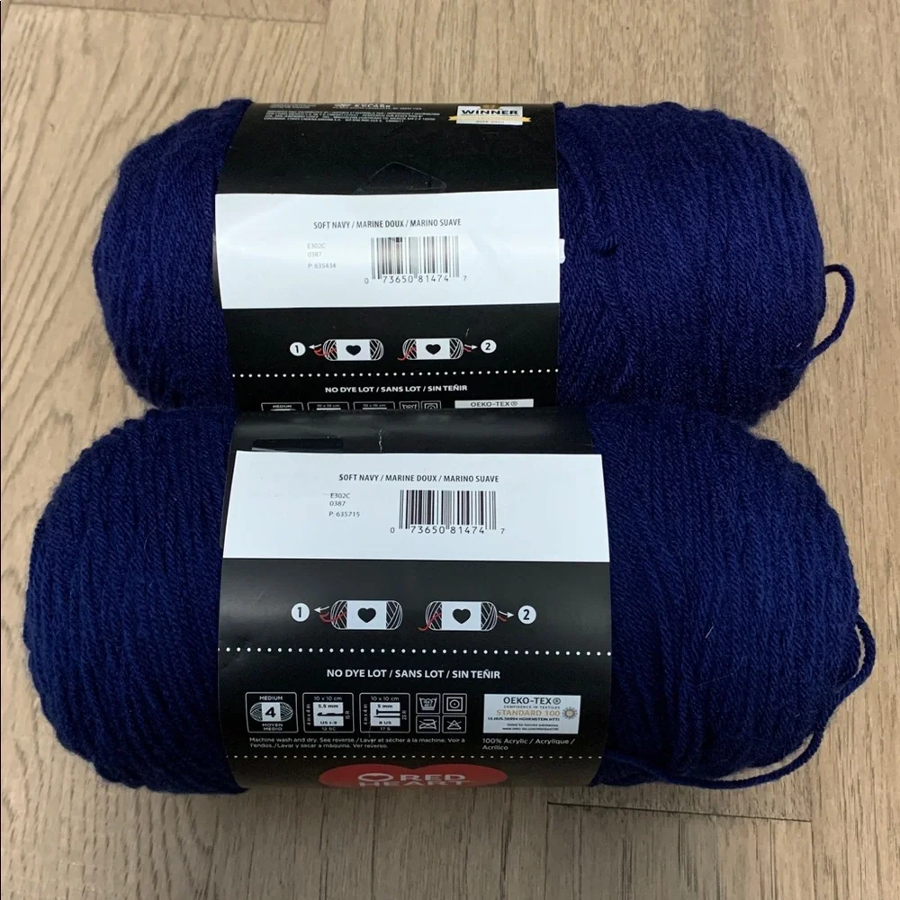 NWT Jumbo Red Heart Jumbo Yarn - Soft Navy - (2) 28oz/1488 Yards - Picture 2 of 3